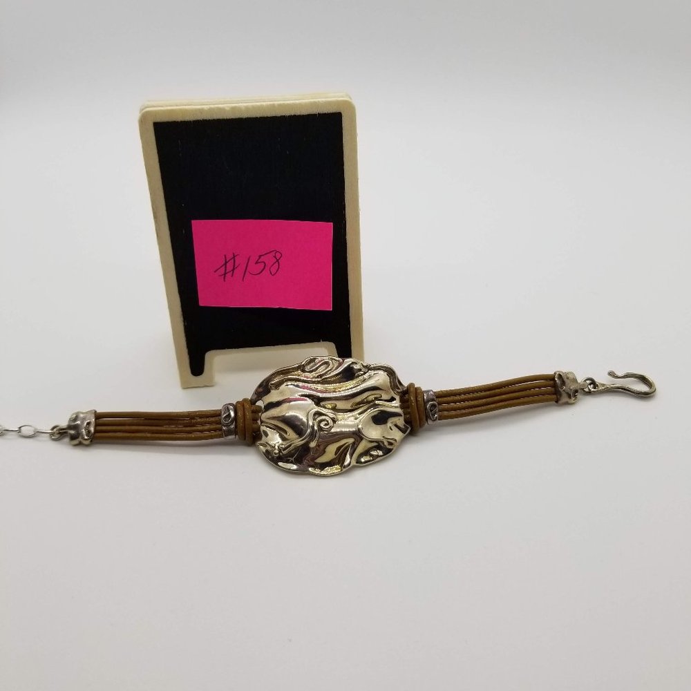 HG Hagit Gorali Israel Sterling 925 Leather Bracelet